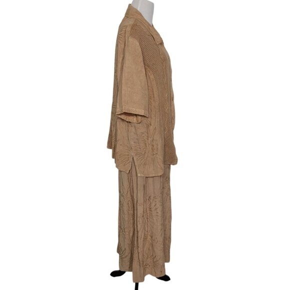 Bila Embroidered Maxi Dress Womens Size 1X Beige 2 Piece Jacket Pullover Dress - Picture 4 of 16